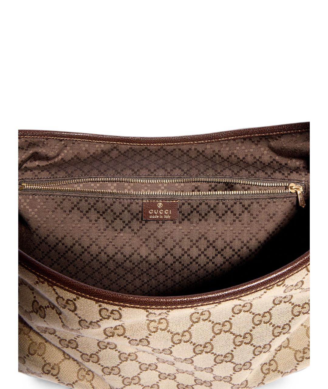 GUCCI Бежевая жаккардовая сумка на плечо, фото 5