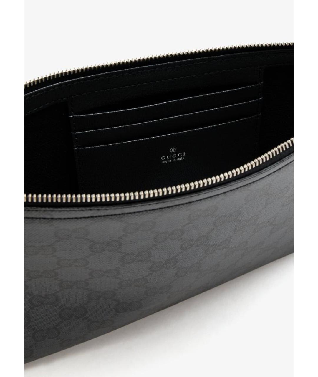 GUCCI Черная кожаная барсетка, фото 4