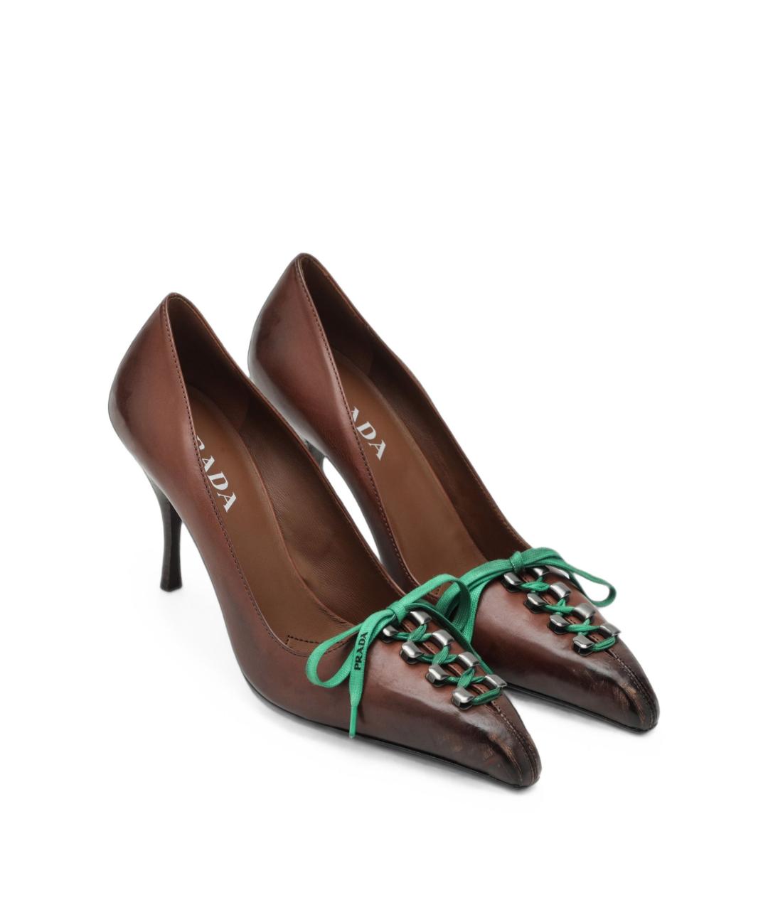 PRADA Коричневые кожаные туфли, фото 3