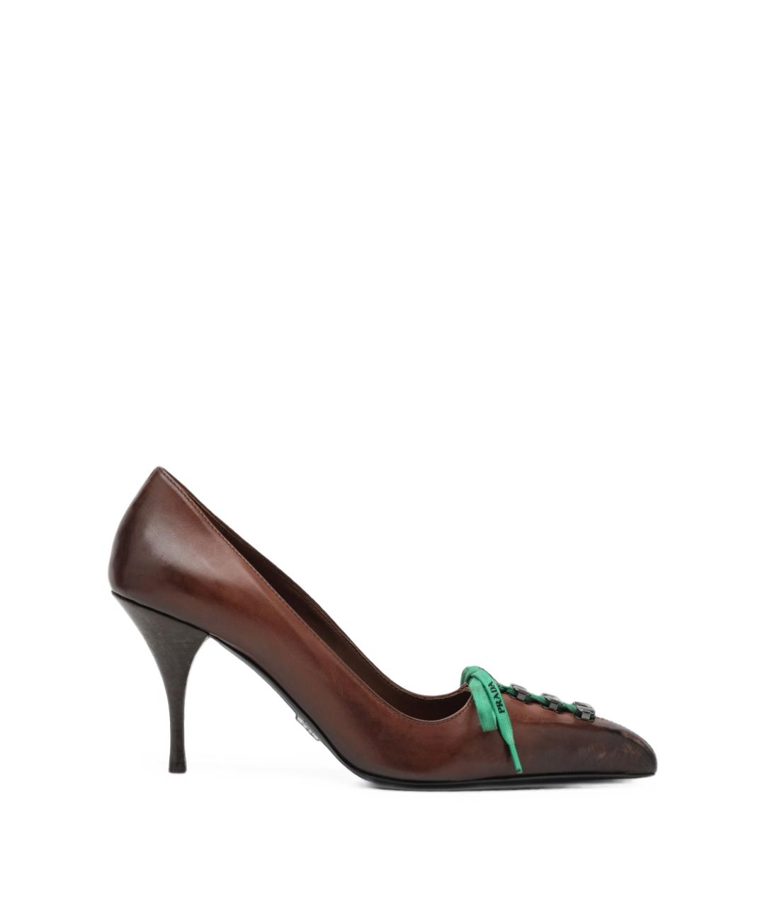 PRADA Коричневые кожаные туфли, фото 1
