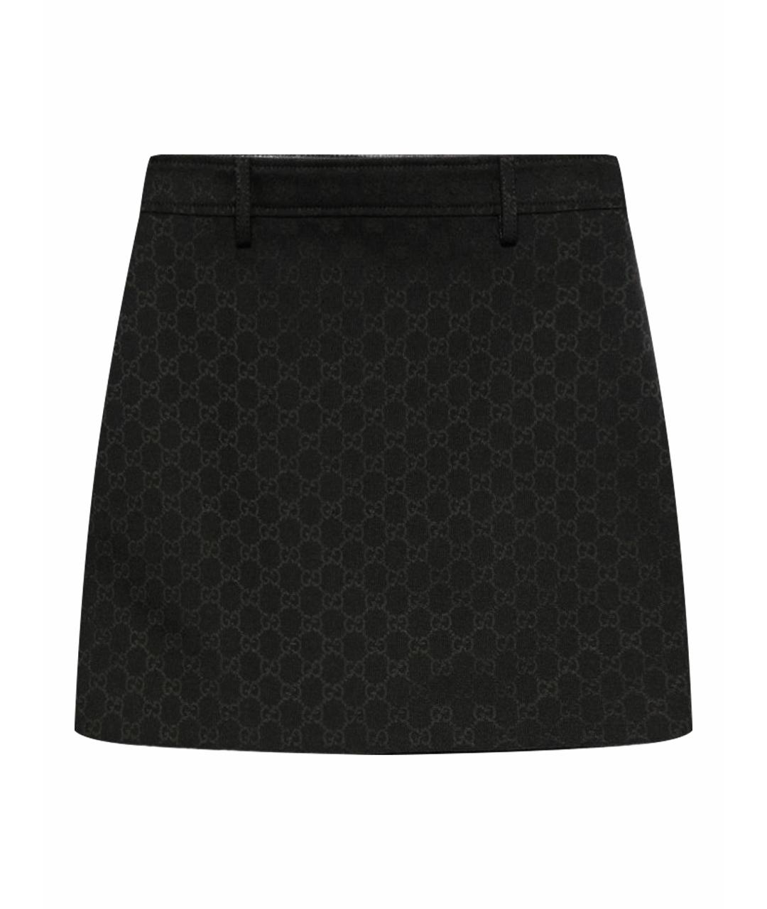 GUCCI Черная хлопковая юбка мини, фото 1