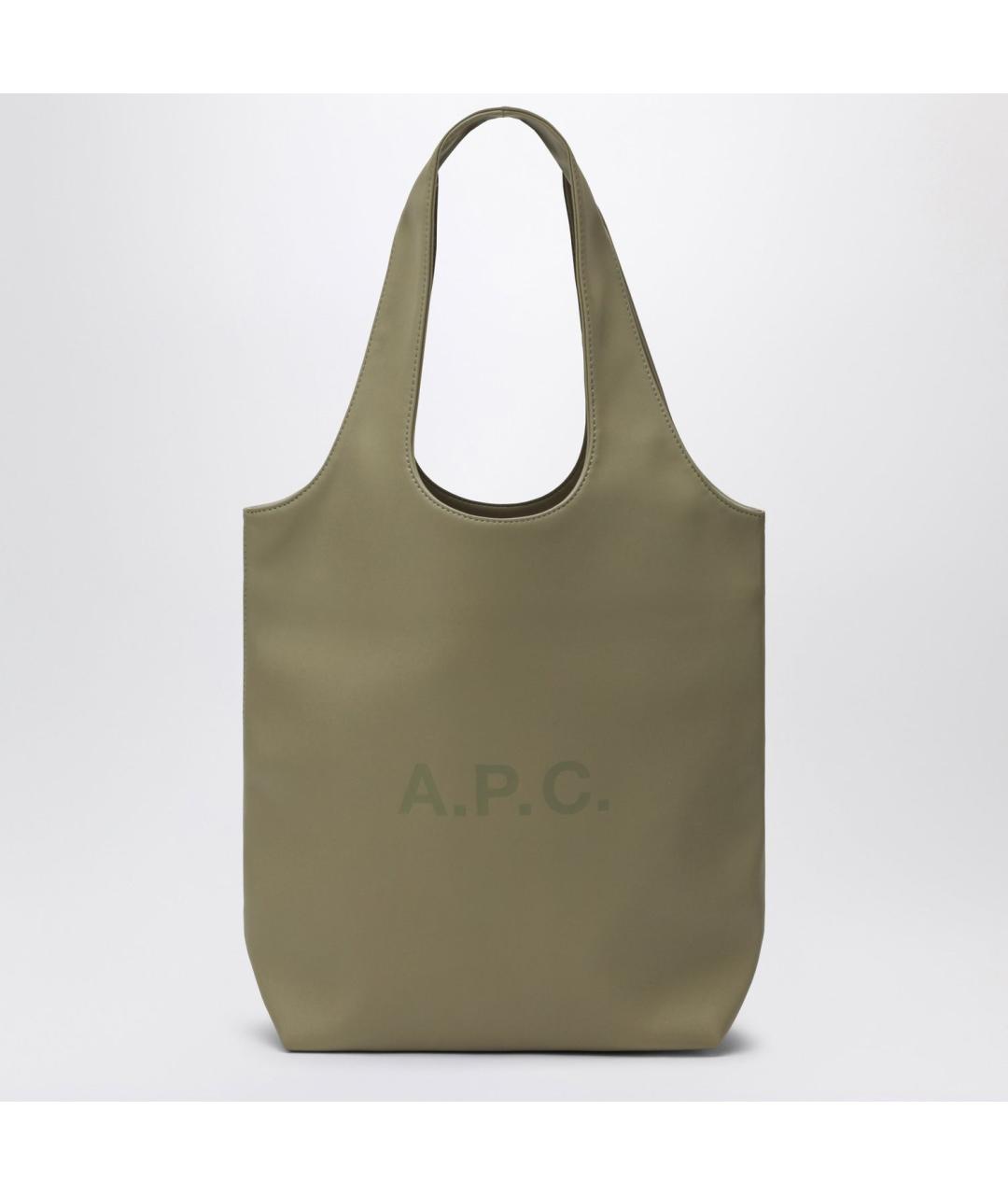 A.P.C. Зеленая синтетическая сумка с короткими ручками, фото 3