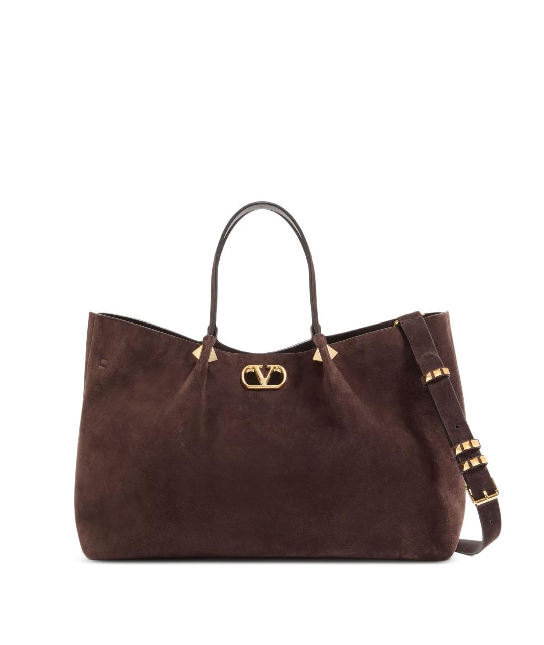 VALENTINO Коричневая замшевая сумка тоут, фото 1