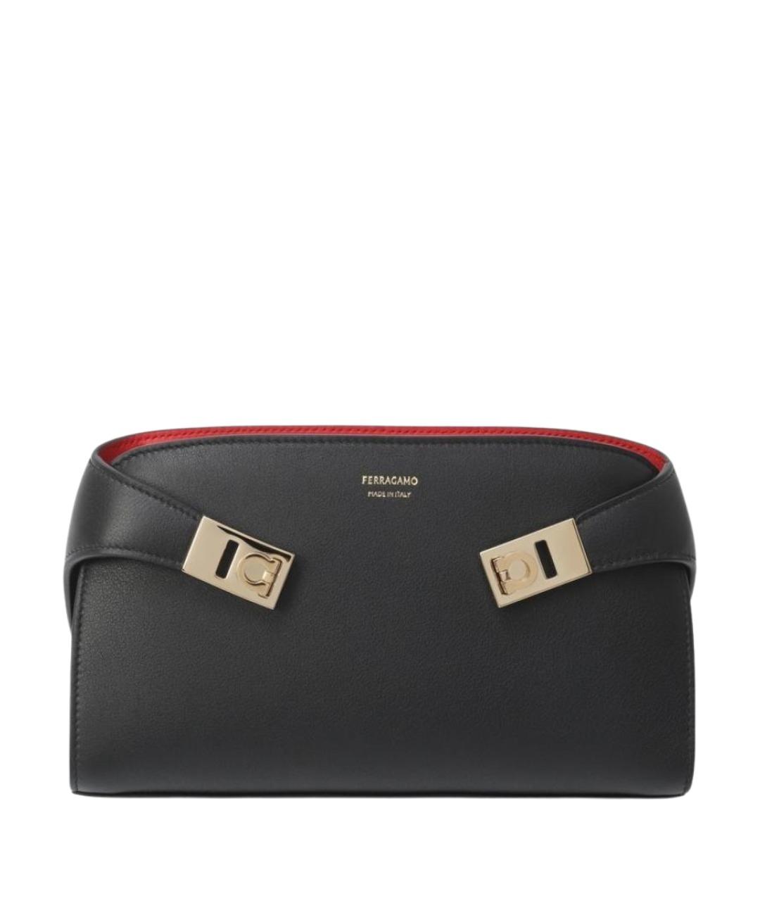 FERRAGAMO Черная кожаная сумка через плечо, фото 2