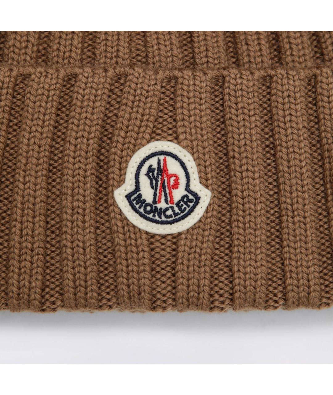 MONCLER Коричневая шерстяная шапка, фото 2