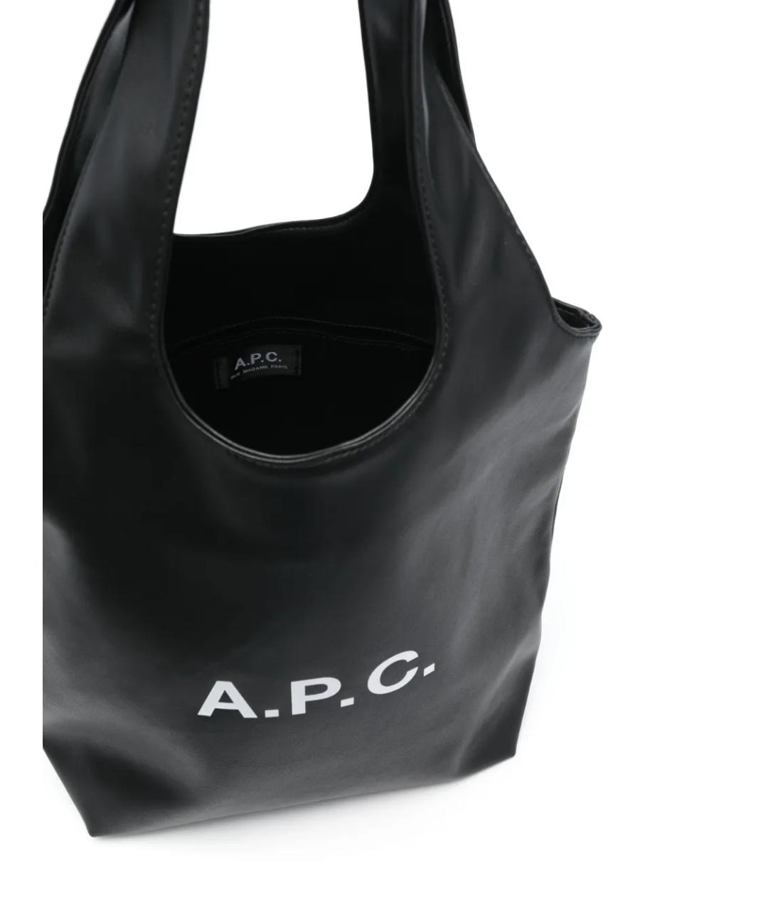 A.P.C. Черная синтетическая сумка тоут, фото 3