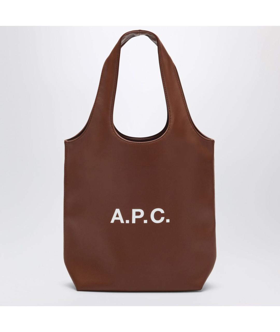 A.P.C. Коричневая синтетическая сумка с короткими ручками, фото 3