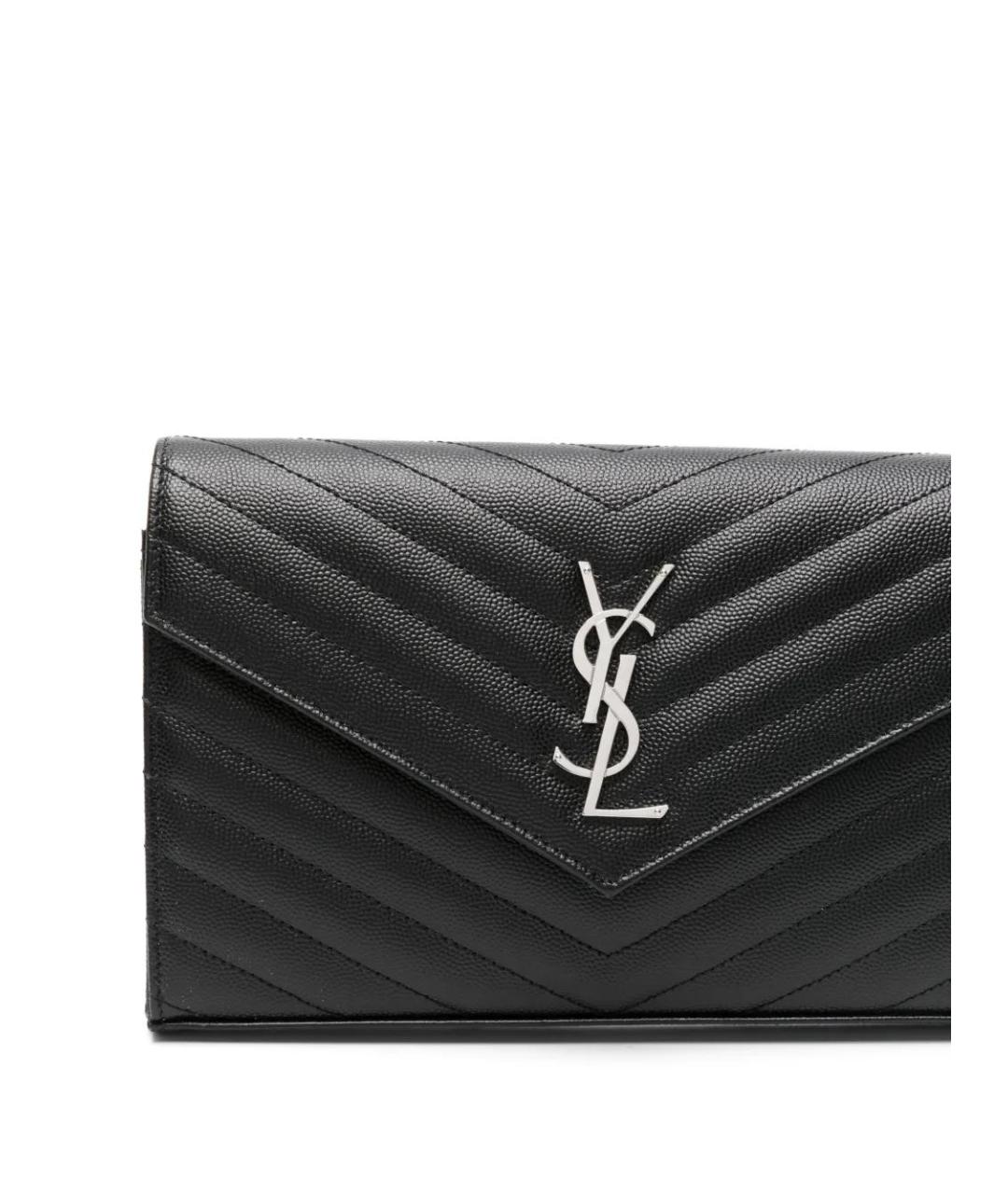SAINT LAURENT Черная кожаная сумка через плечо, фото 4