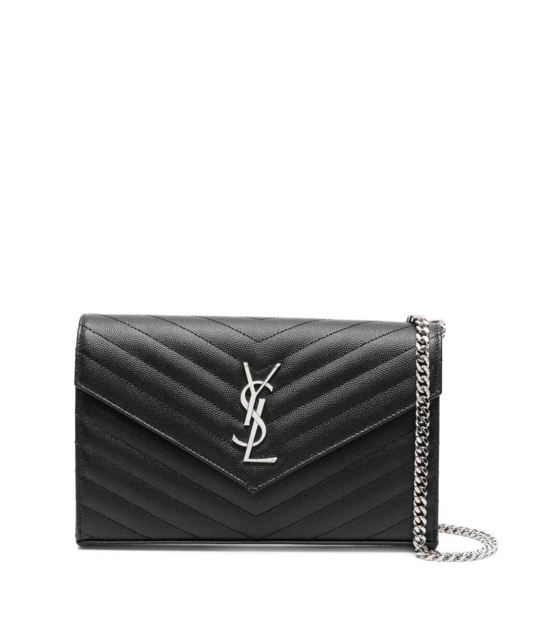 SAINT LAURENT Черная кожаная сумка через плечо, фото 1