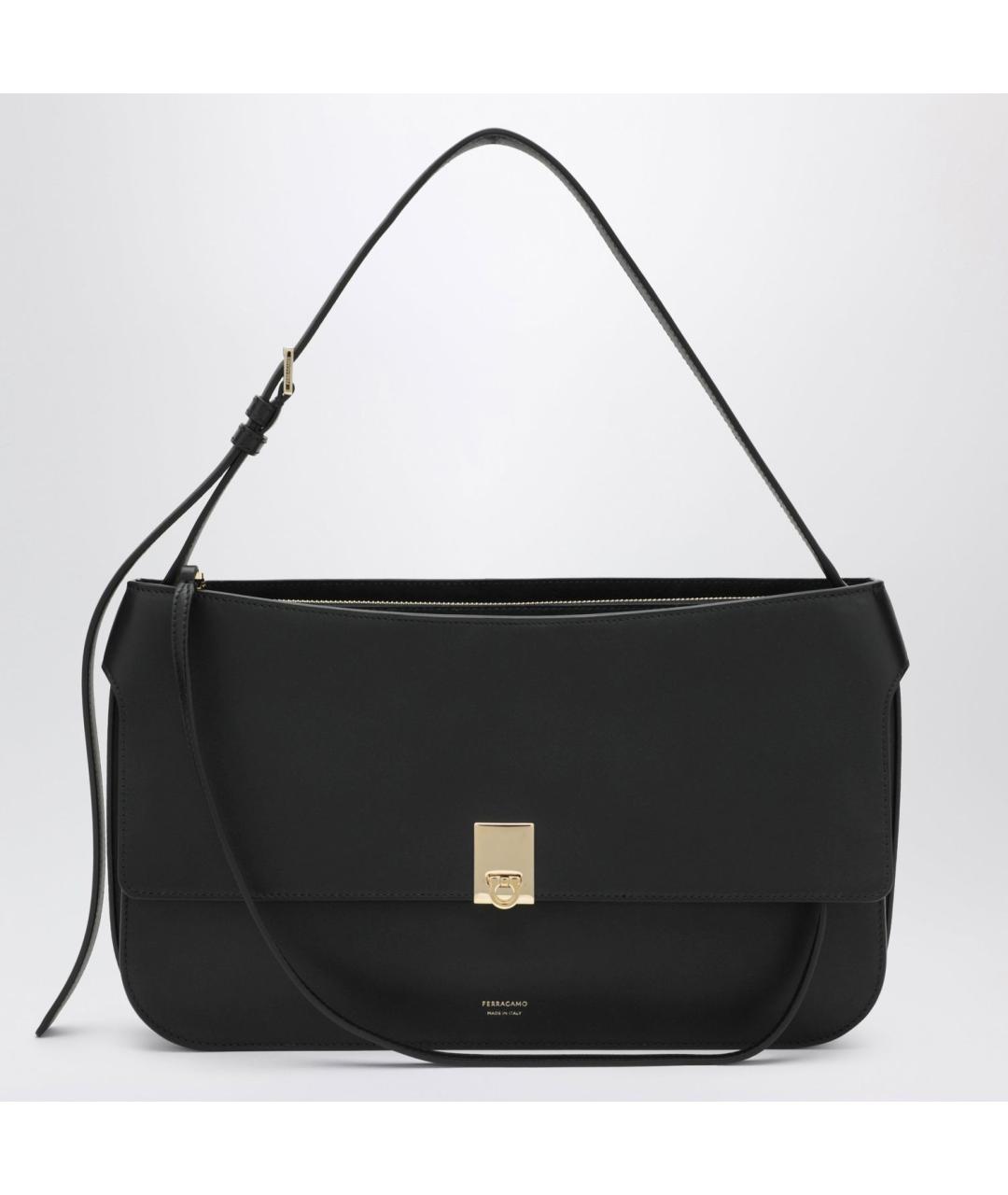 FERRAGAMO Черная кожаная сумка через плечо, фото 3