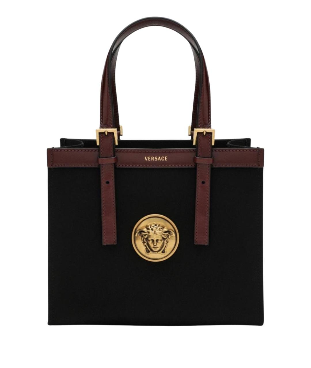 VERSACE Черная кожаная сумка с короткими ручками, фото 1