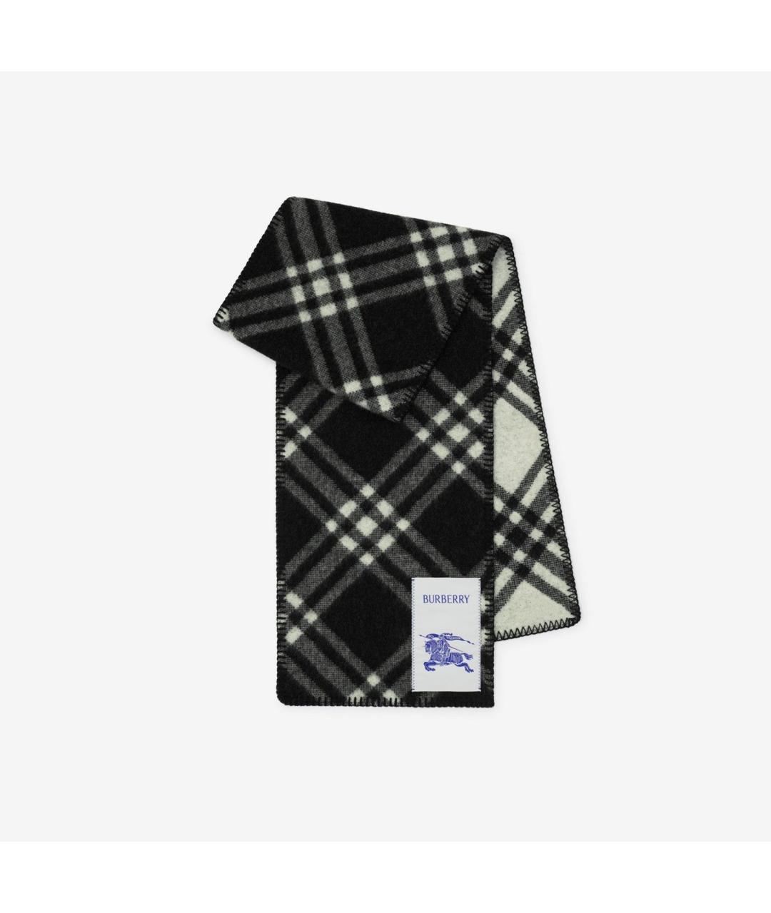 BURBERRY Черный шерстяной шарф, фото 5