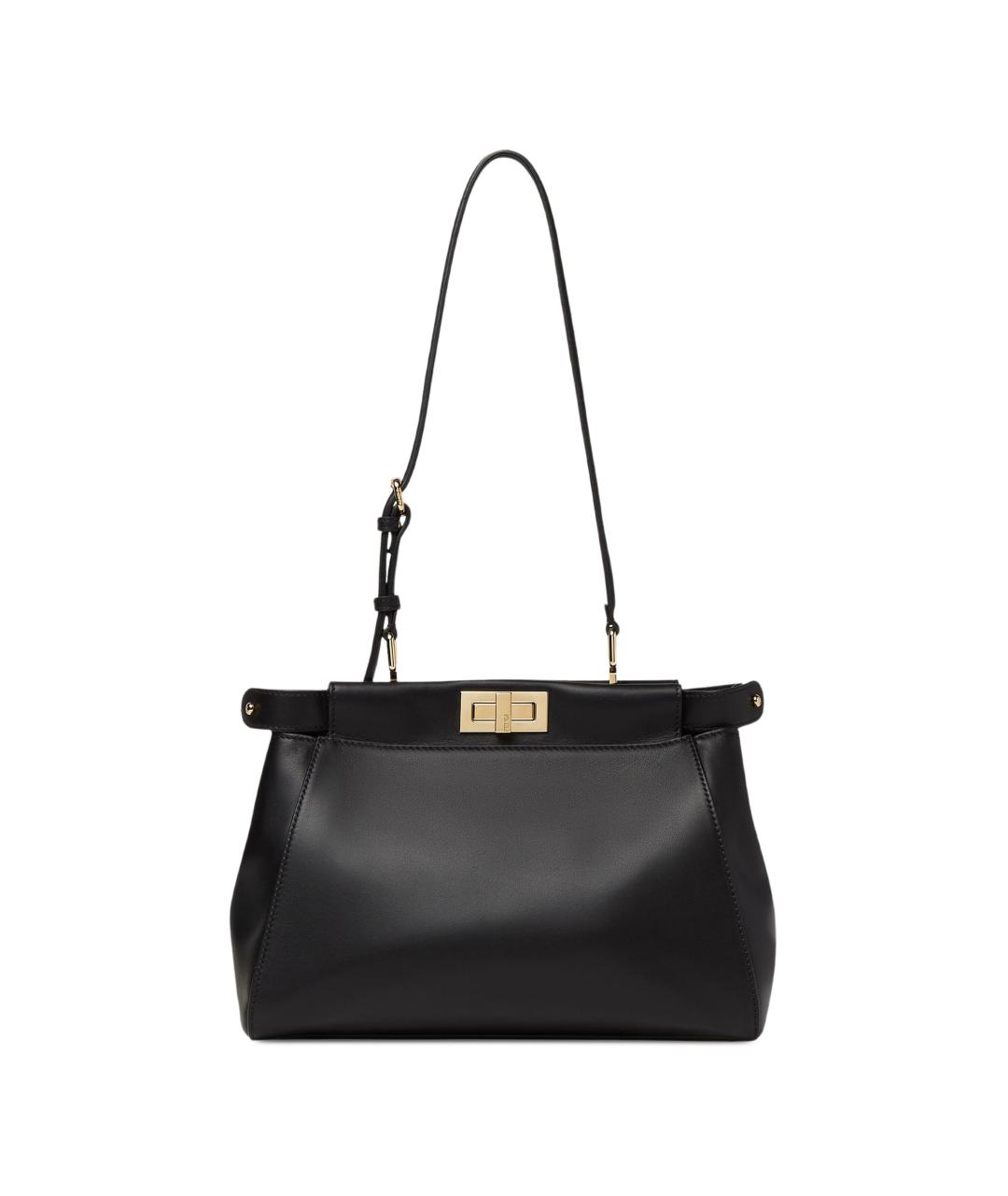 FENDI Черная кожаная сумка тоут, фото 1