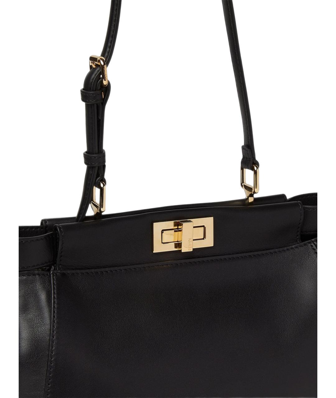 FENDI Черная кожаная сумка тоут, фото 2