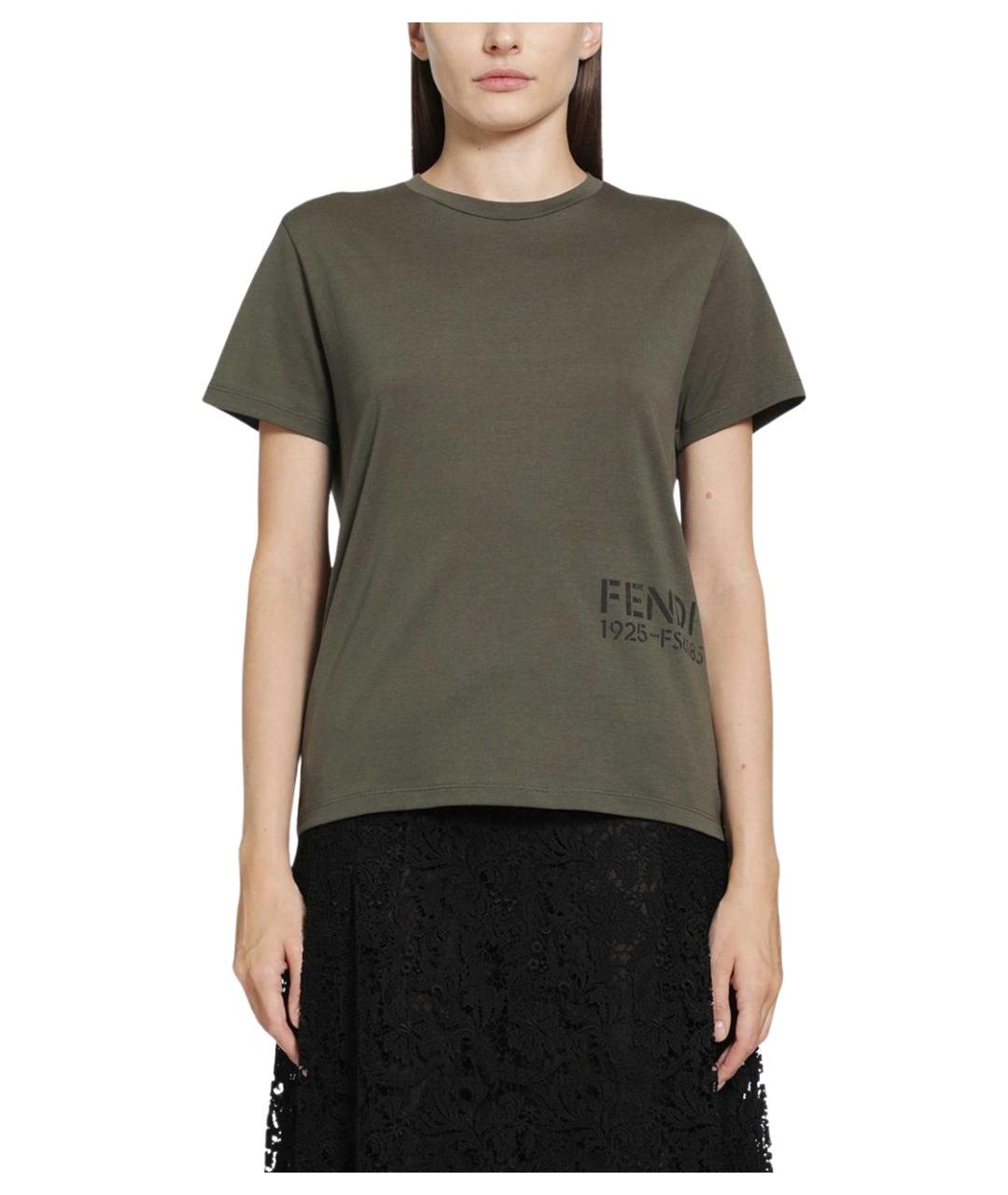 FENDI Зеленая хлопковая футболка, фото 1