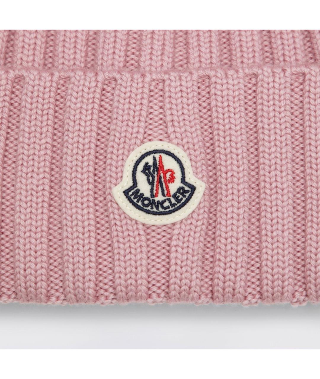 MONCLER Розовая шерстяная шапка, фото 2