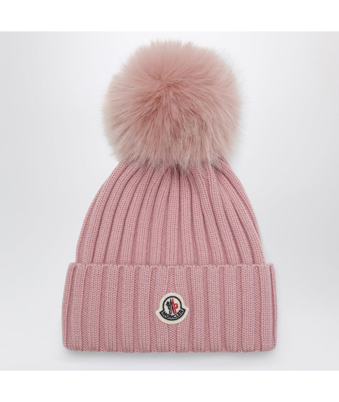 MONCLER Розовая шерстяная шапка, фото 3