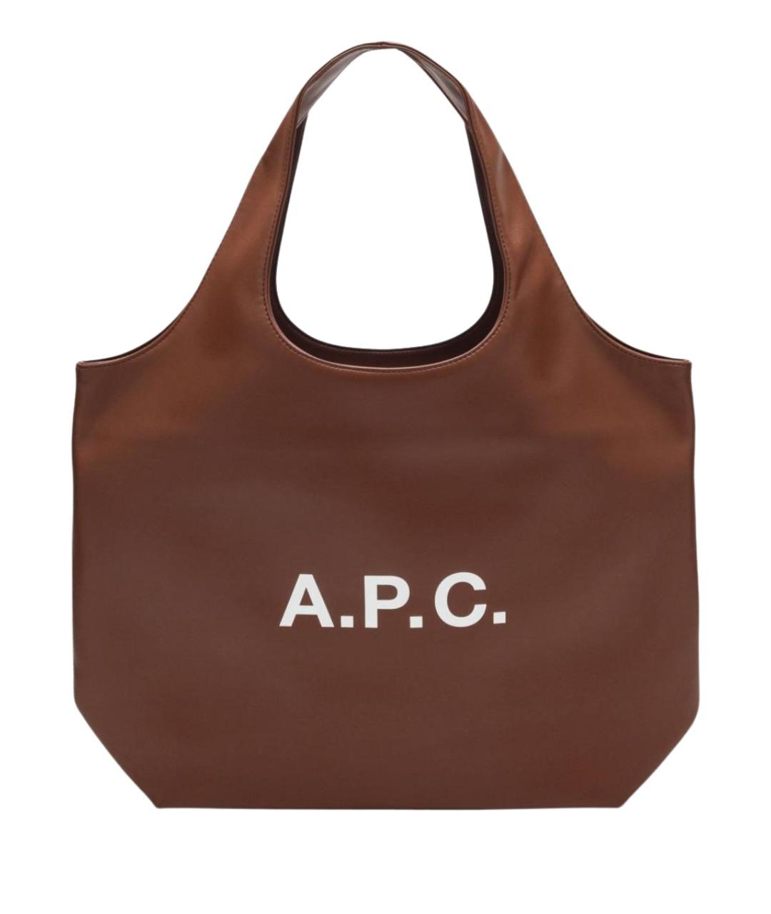 A.P.C. Коричневая синтетическая сумка тоут, фото 1