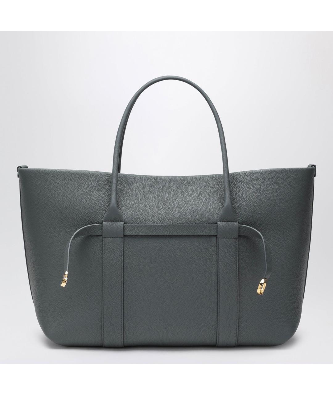 LORO PIANA Антрацитовая кожаная сумка тоут, фото 2