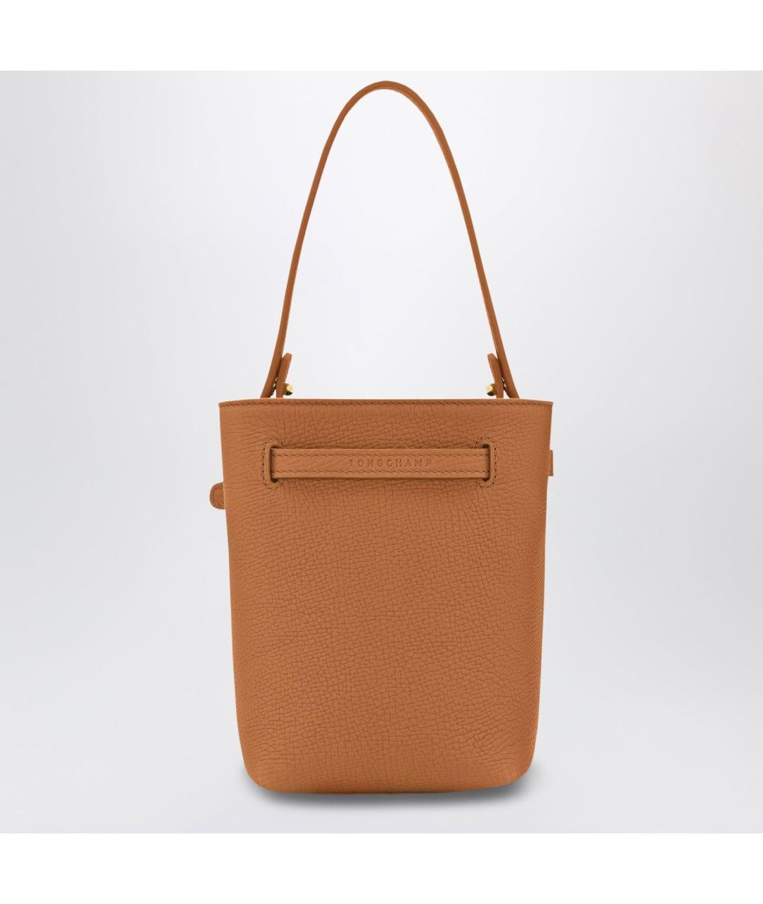 LONGCHAMP Коричневая кожаная сумка с короткими ручками, фото 2