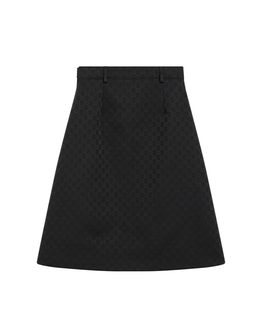 GUCCI Черная хлопковая юбка миди, фото 1
