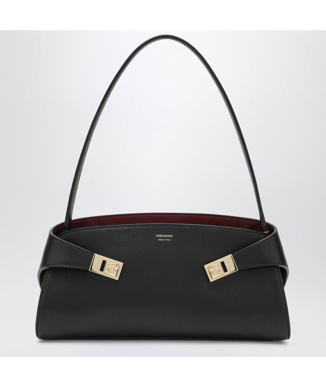 FERRAGAMO Черная кожаная сумка через плечо, фото 3