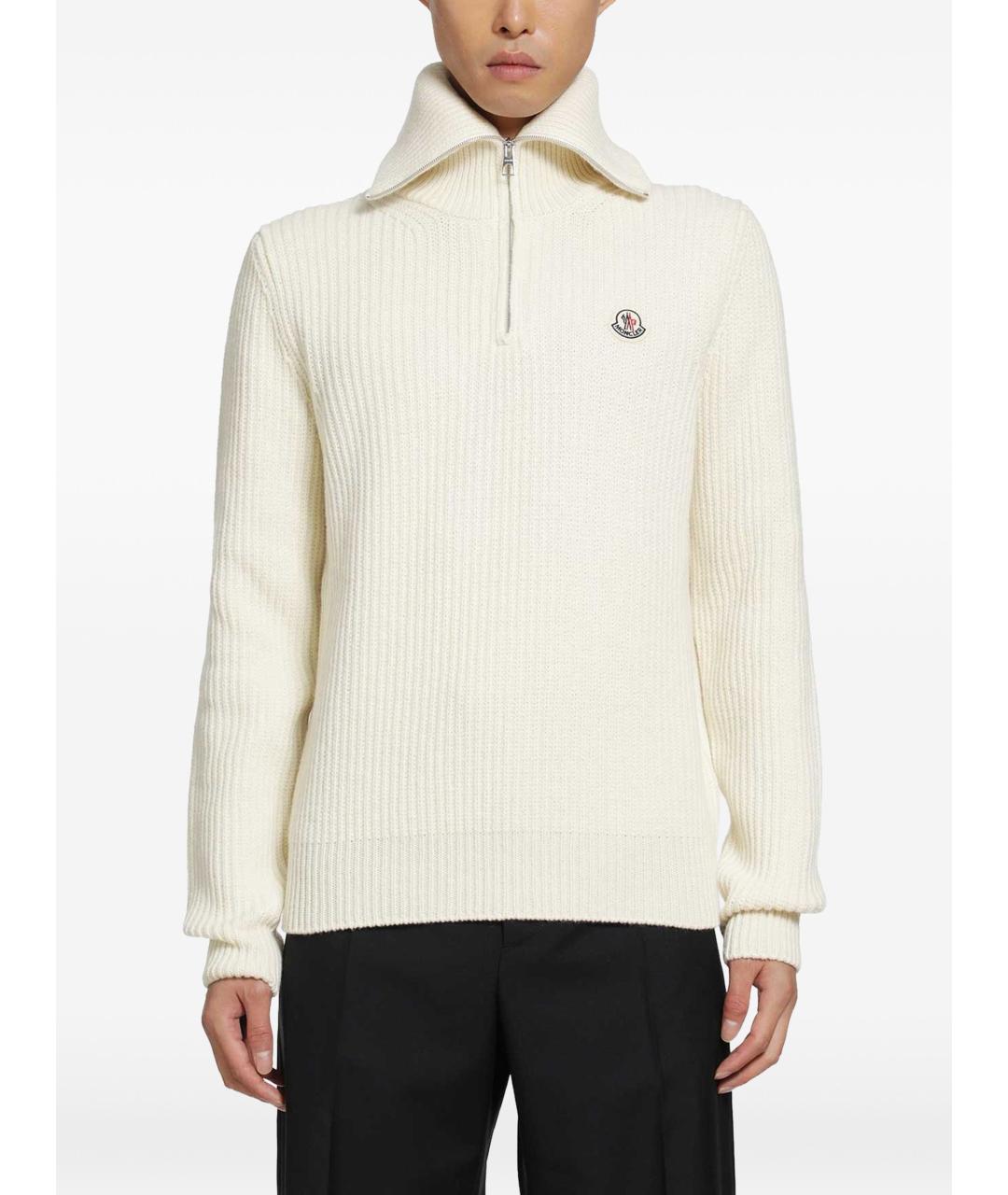 MONCLER Бежевый шерстяной джемпер / свитер, фото 4