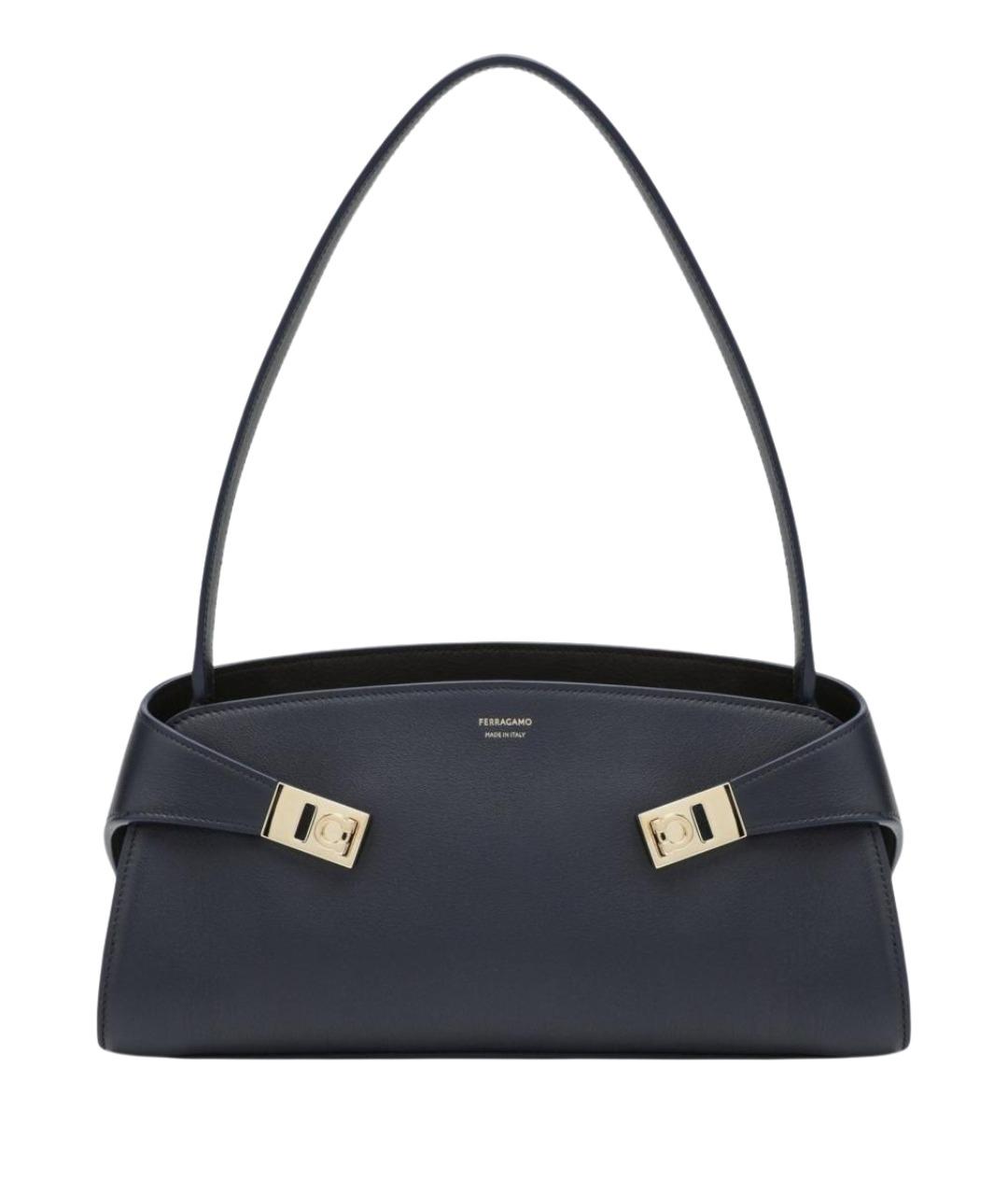 FERRAGAMO Темно-синяя кожаная сумка через плечо, фото 1