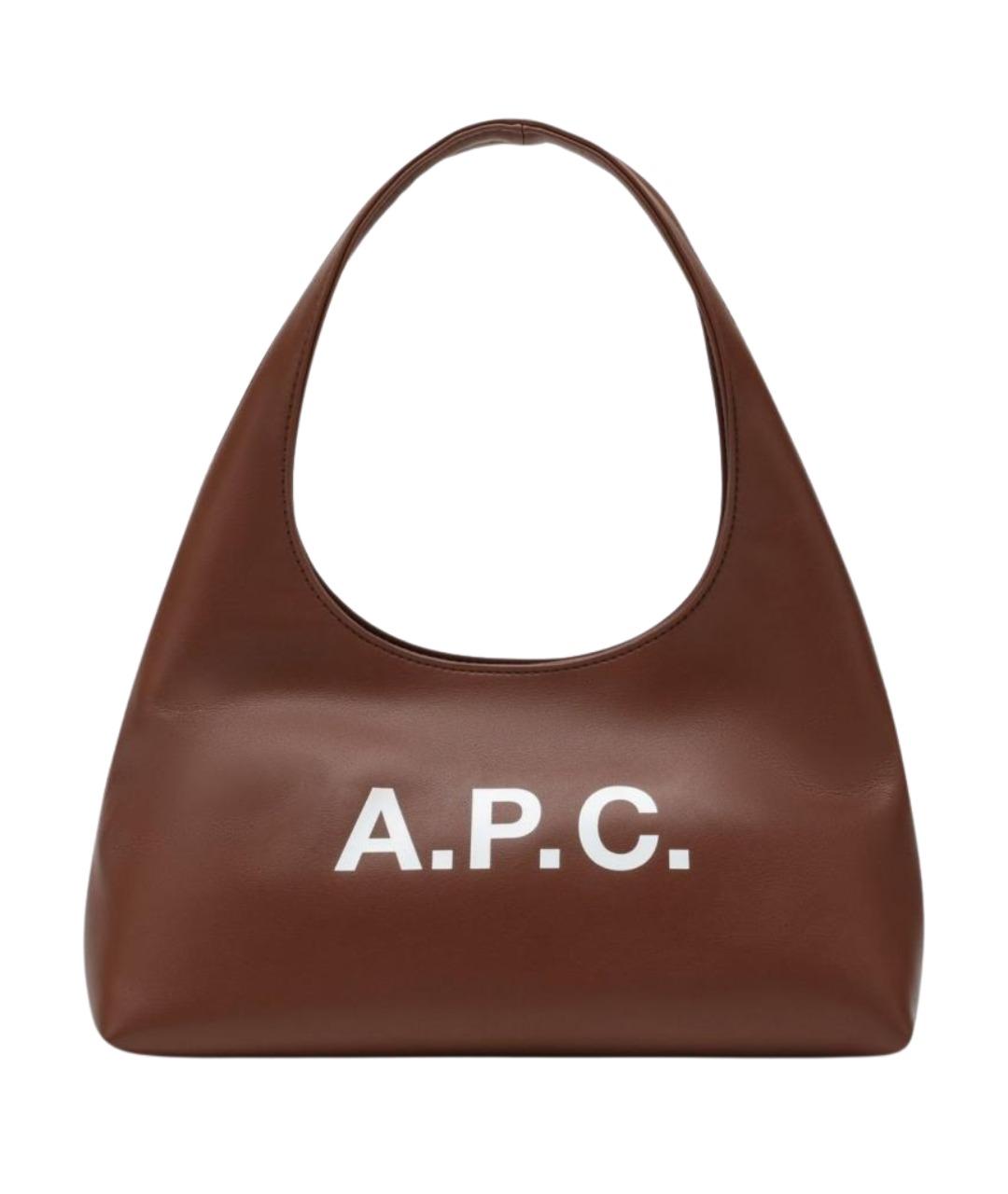 A.P.C. Коричневая синтетическая сумка с короткими ручками, фото 1