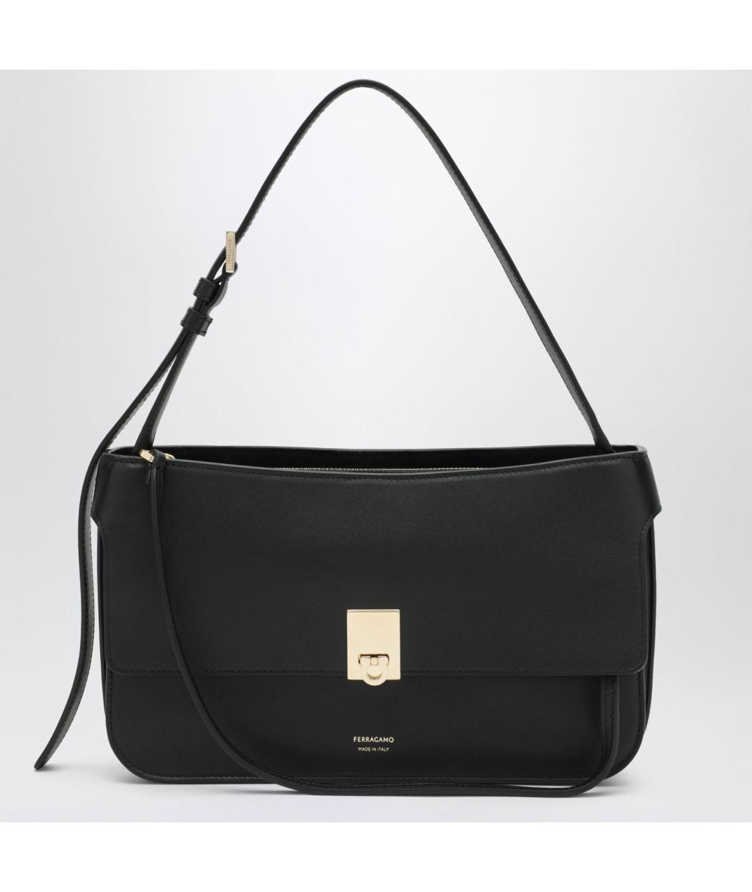 FERRAGAMO Черная кожаная сумка через плечо, фото 3