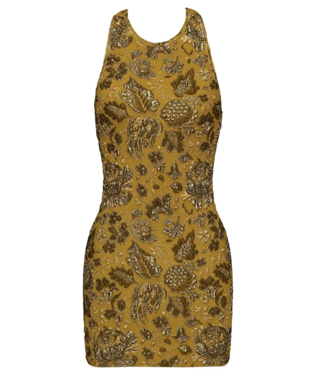 SAINT LAURENT Горчичное полиэстеровое коктейльное платье, фото 1