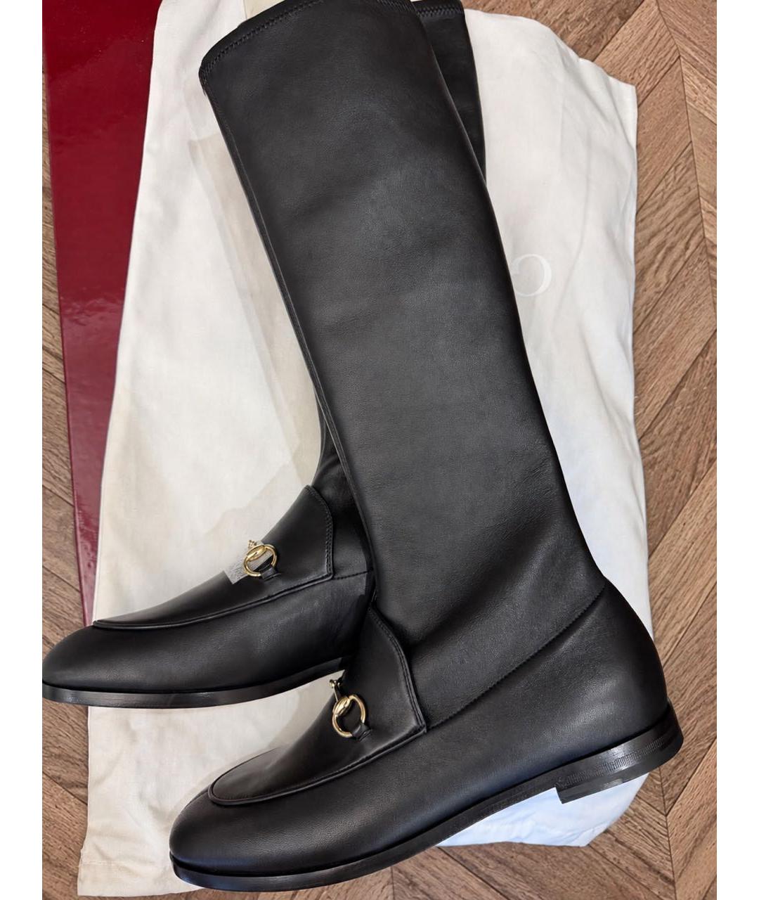 GUCCI Черные кожаные сапоги, фото 2