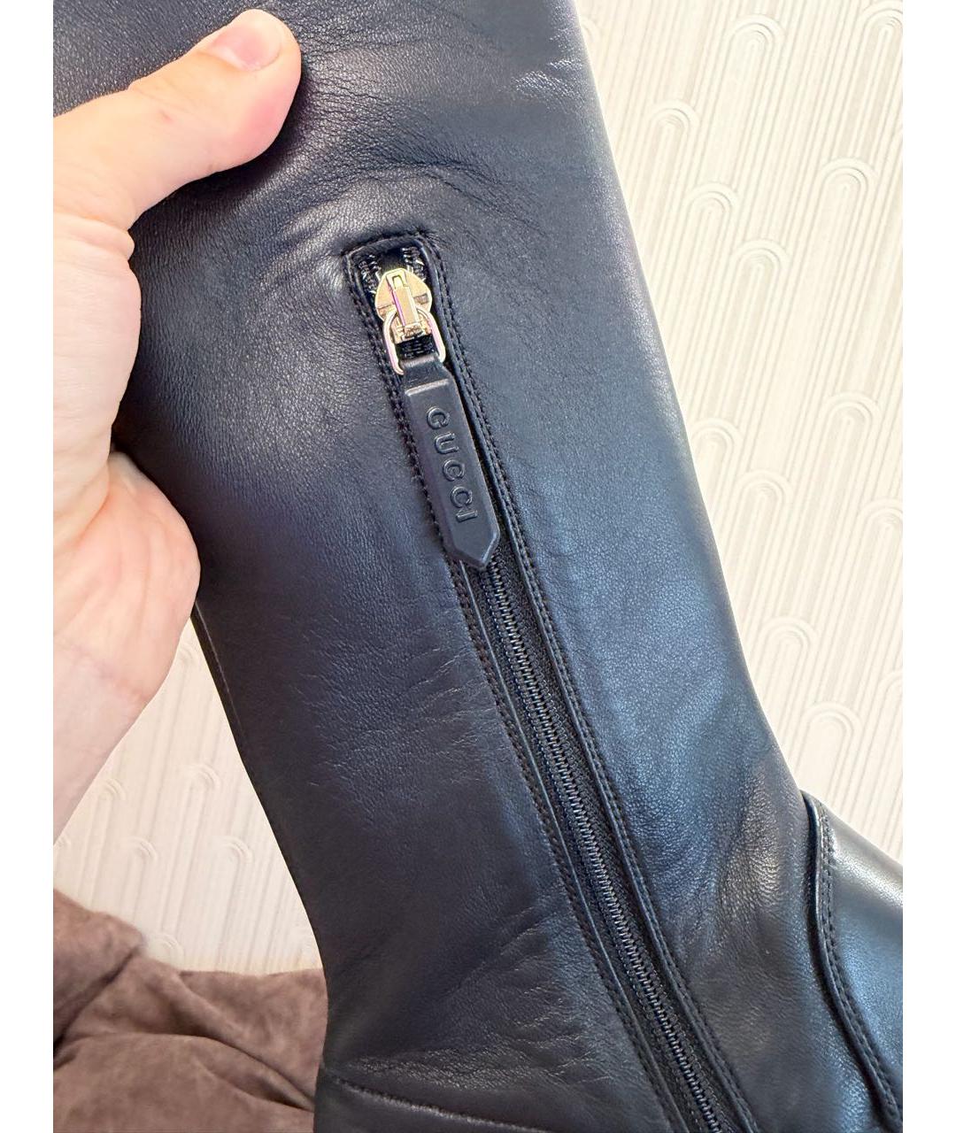 GUCCI Черные кожаные сапоги, фото 5