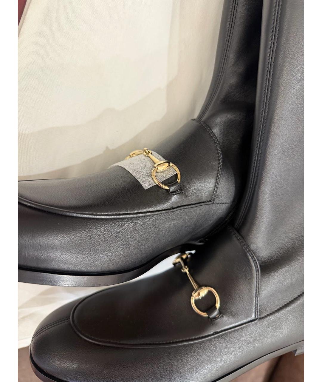 GUCCI Черные кожаные сапоги, фото 6