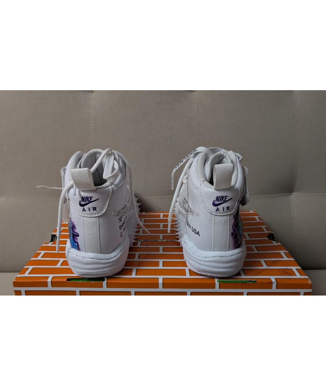 NIKE X OFF-WHITE Белые кожаные высокие кроссовки / кеды, фото 4