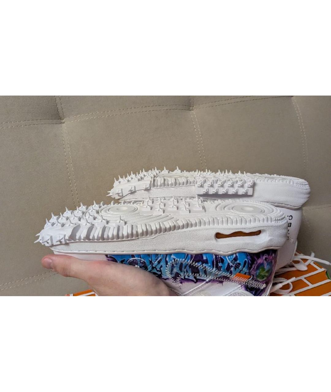 NIKE X OFF-WHITE Белые кожаные высокие кроссовки / кеды, фото 6