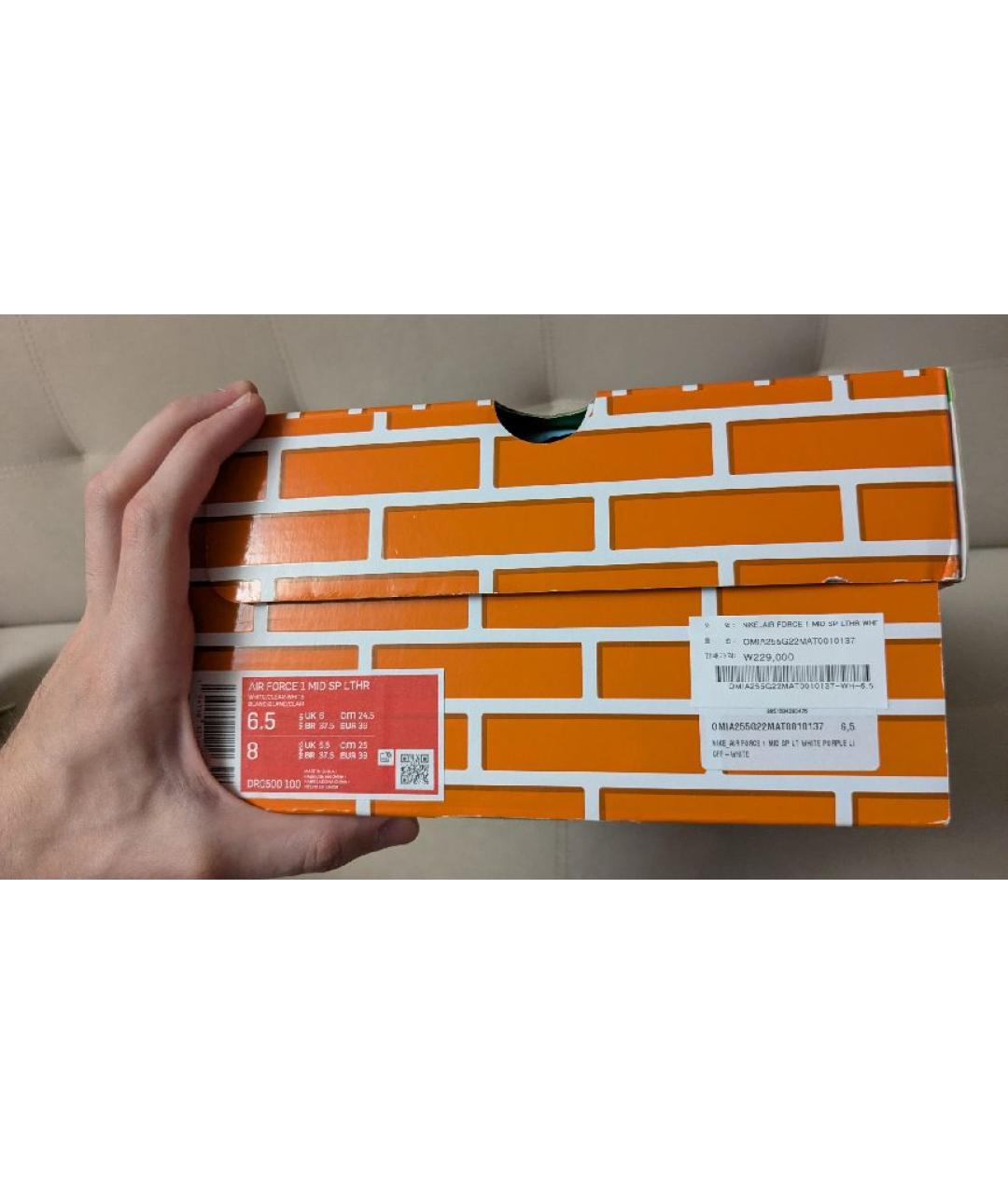 NIKE X OFF-WHITE Белые кожаные высокие кроссовки / кеды, фото 7