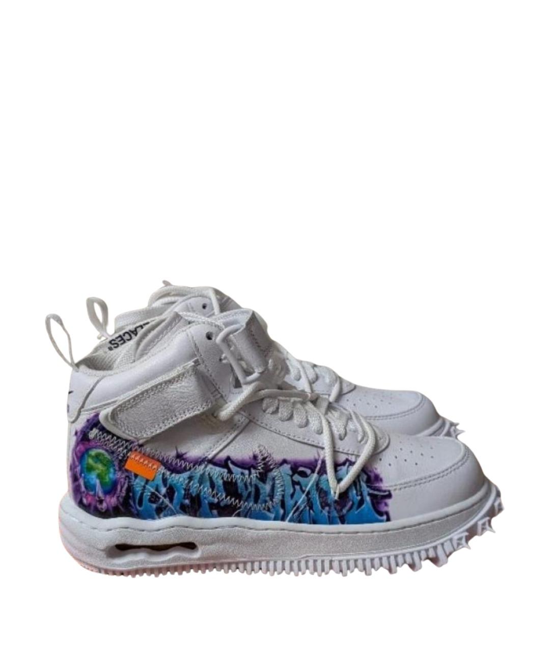 NIKE X OFF-WHITE Белые кожаные высокие кроссовки / кеды, фото 1