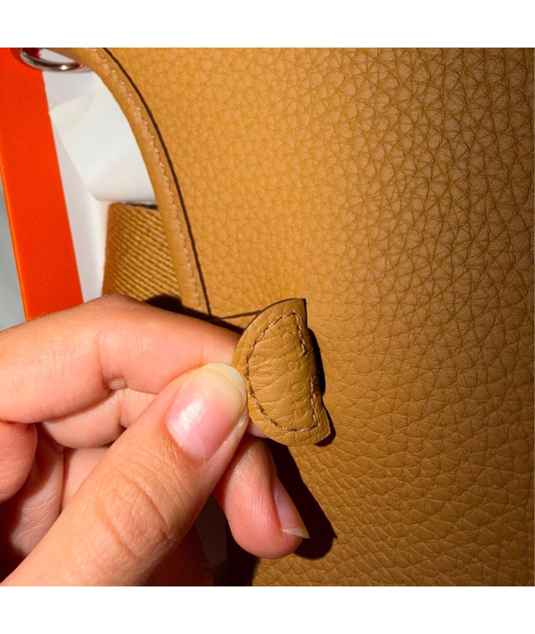 HERMES Бежевая кожаная сумка через плечо, фото 5
