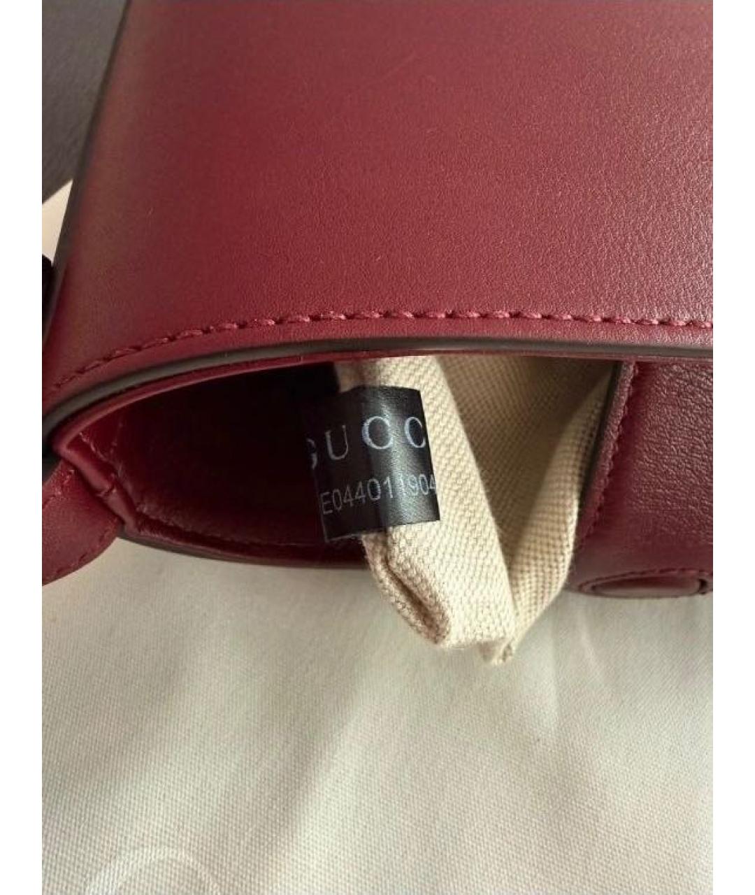 GUCCI Бордовая кожаная сумка с короткими ручками, фото 5