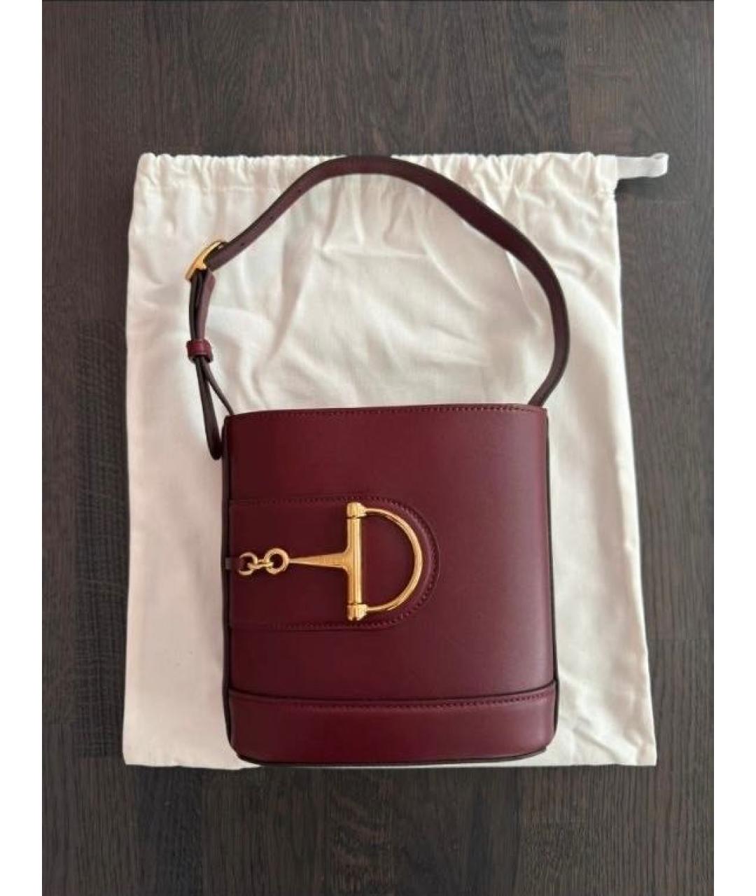 GUCCI Бордовая кожаная сумка с короткими ручками, фото 2