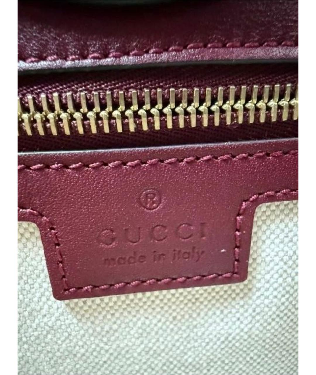 GUCCI Бордовая кожаная сумка с короткими ручками, фото 6