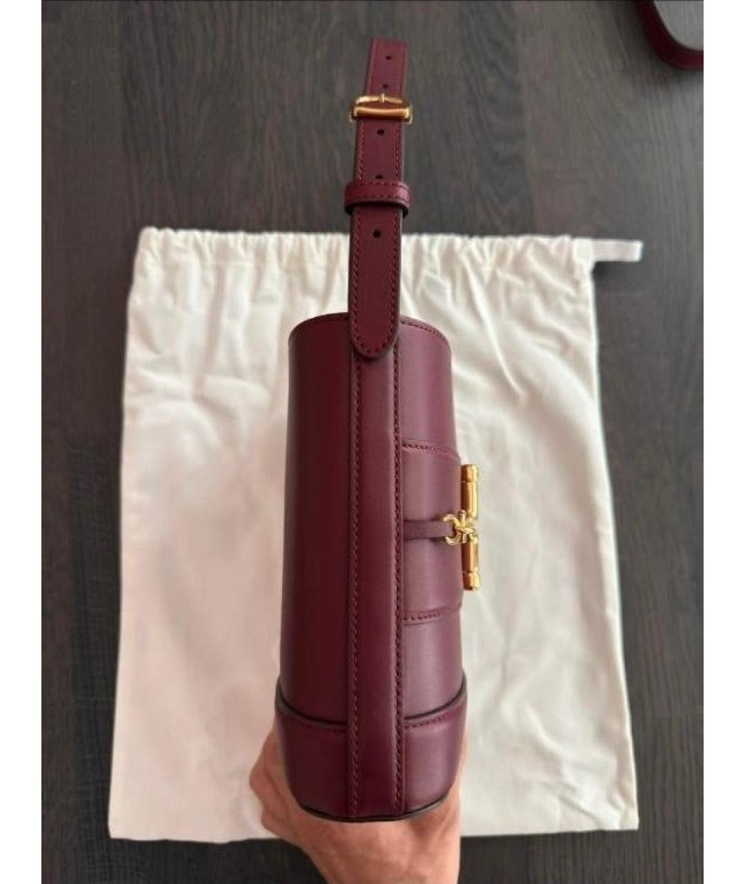 GUCCI Бордовая кожаная сумка с короткими ручками, фото 7
