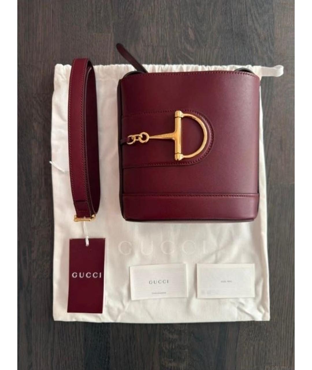 GUCCI Бордовая кожаная сумка с короткими ручками, фото 3