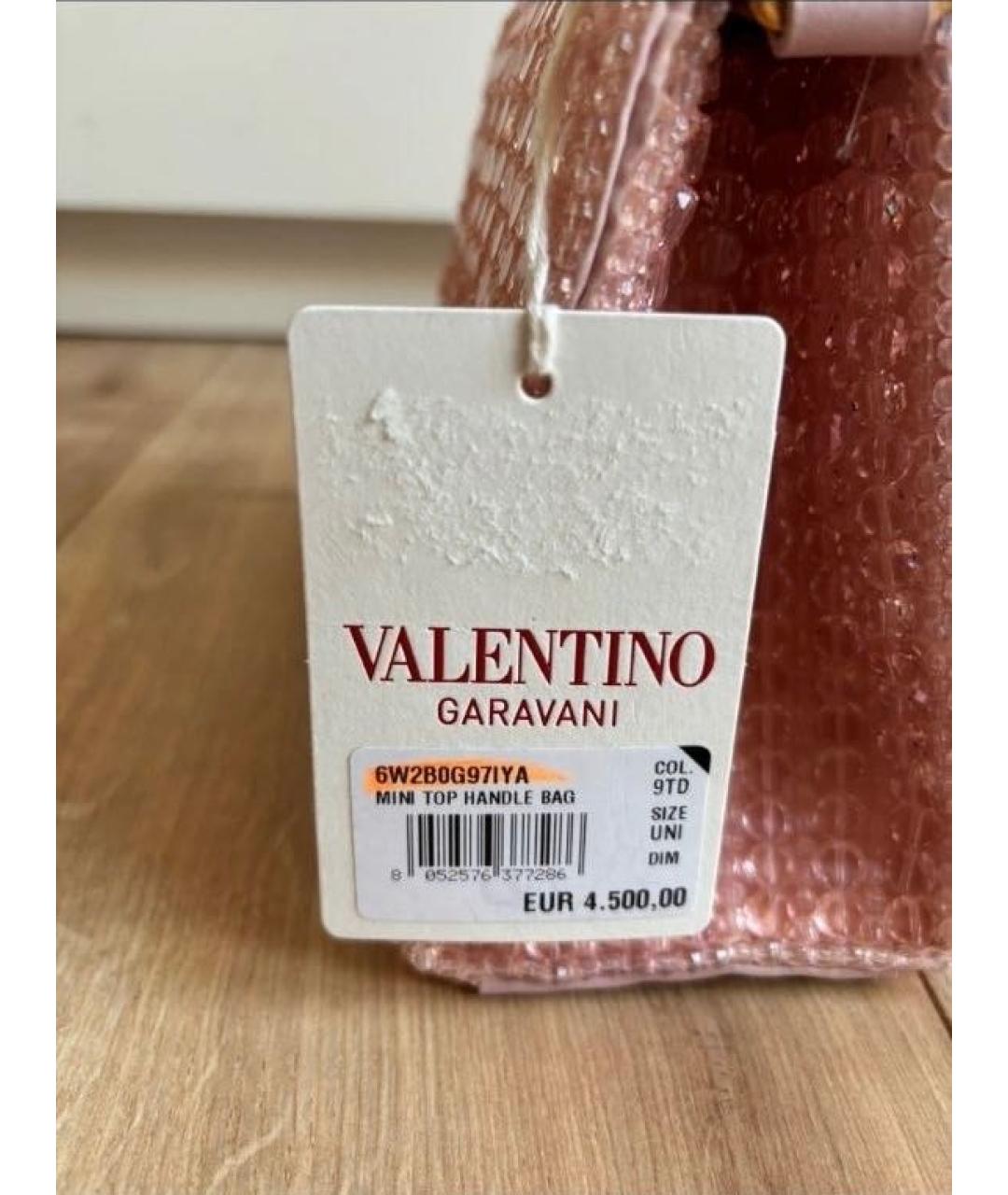 VALENTINO Розовая кожаная сумка с короткими ручками, фото 6