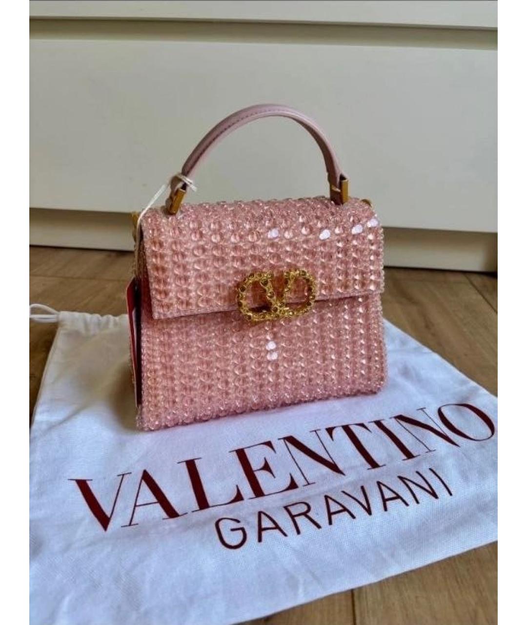 VALENTINO Розовая кожаная сумка с короткими ручками, фото 3