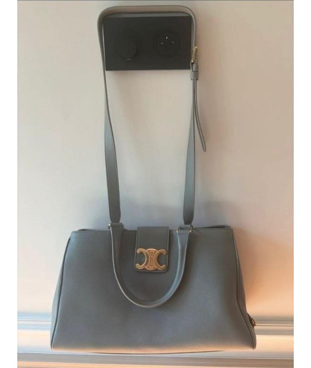 CELINE Серая кожаная сумка тоут, фото 3