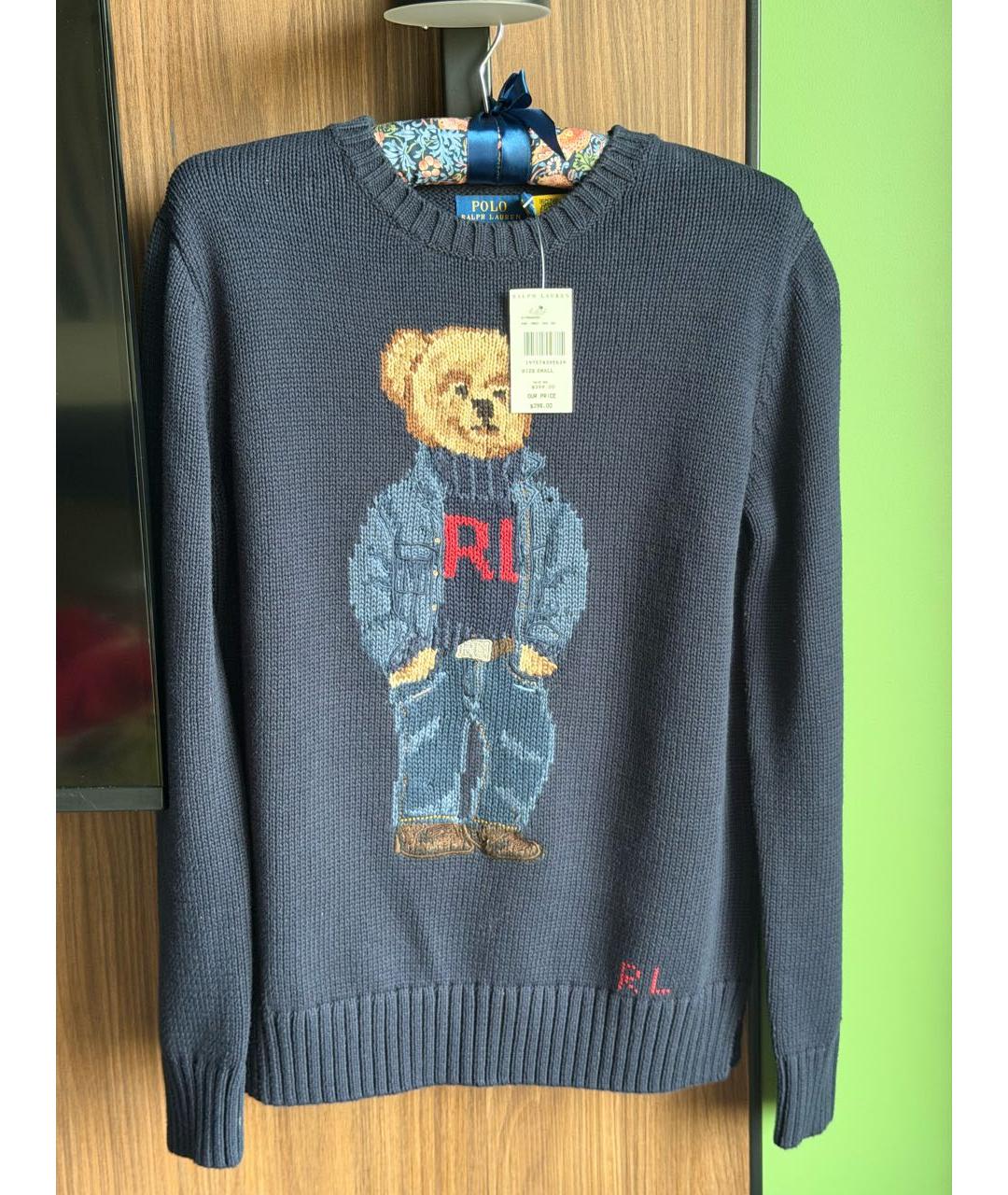 POLO RALPH LAUREN Темно-синий хлопковый джемпер / свитер, фото 4