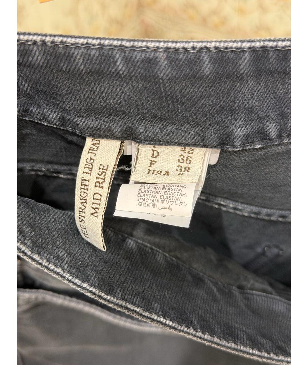 BRUNELLO CUCINELLI Антрацитовые хлопковые прямые джинсы, фото 4