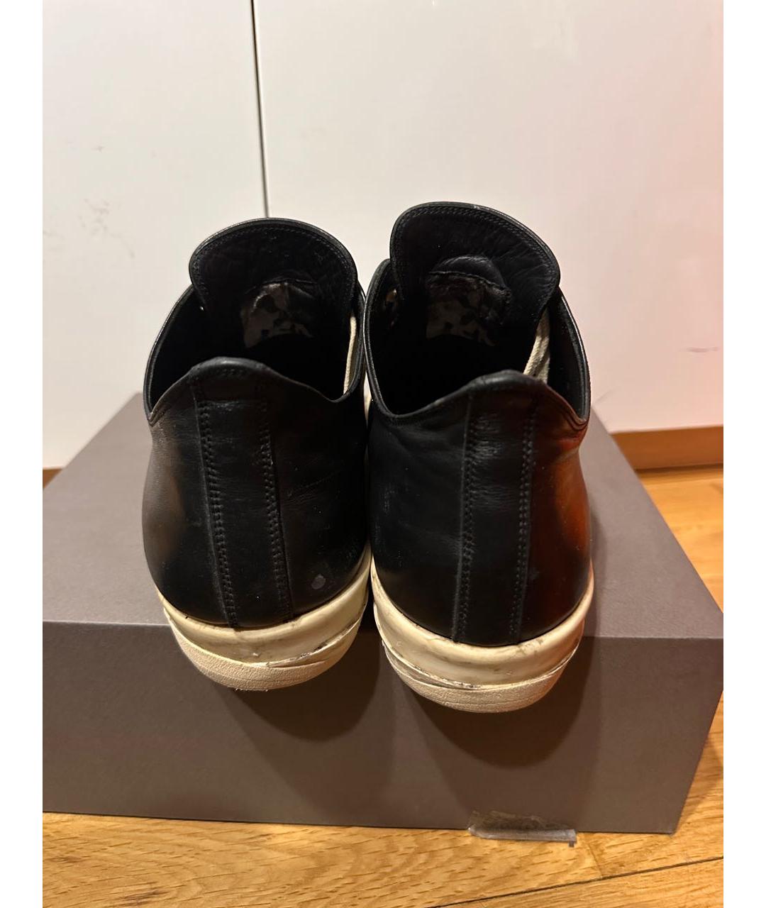 RICK OWENS Черные кожаные низкие кроссовки / кеды, фото 3